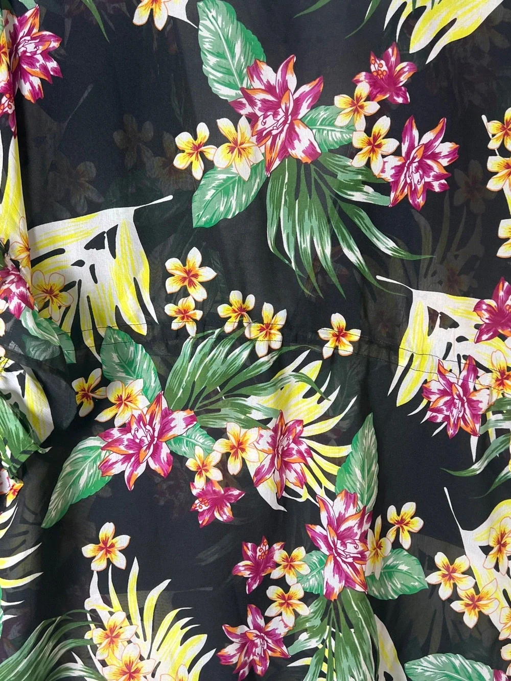 Men's Black Tropical Swim Cover-Up